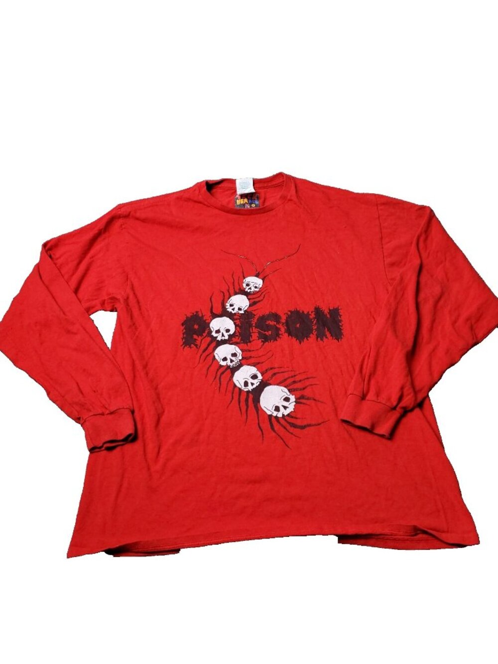 TEEN HEARTS T-Shirt Mens L Large Poison Skulls Long Sleeve Red Casual y2K